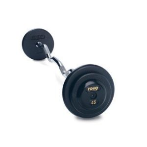 20lb to 110lb Troy Pro-Style Fix Curl Barbell Set - Black Plates And Rubber End Caps - PZB-020-110R
