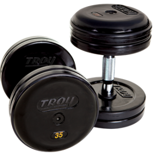 105Lb Troy Pro-Style Center Handle Rubber Dumbbell with Rubber End Cap - RUFDC-105R